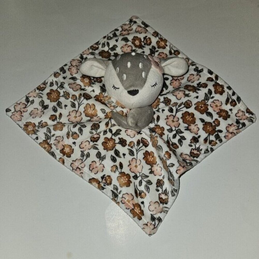 Gerber Modern Moments Fawn Deer Lovey Plush Baby Toy Pink Brown Flowers